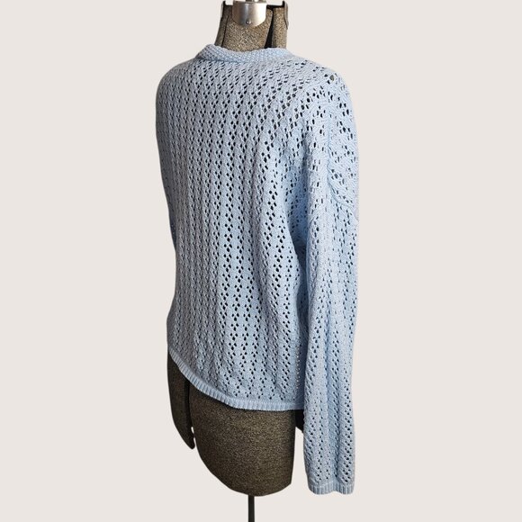 Blue Long Sleeve Crocheted Cardigan - Picture 4 of 8